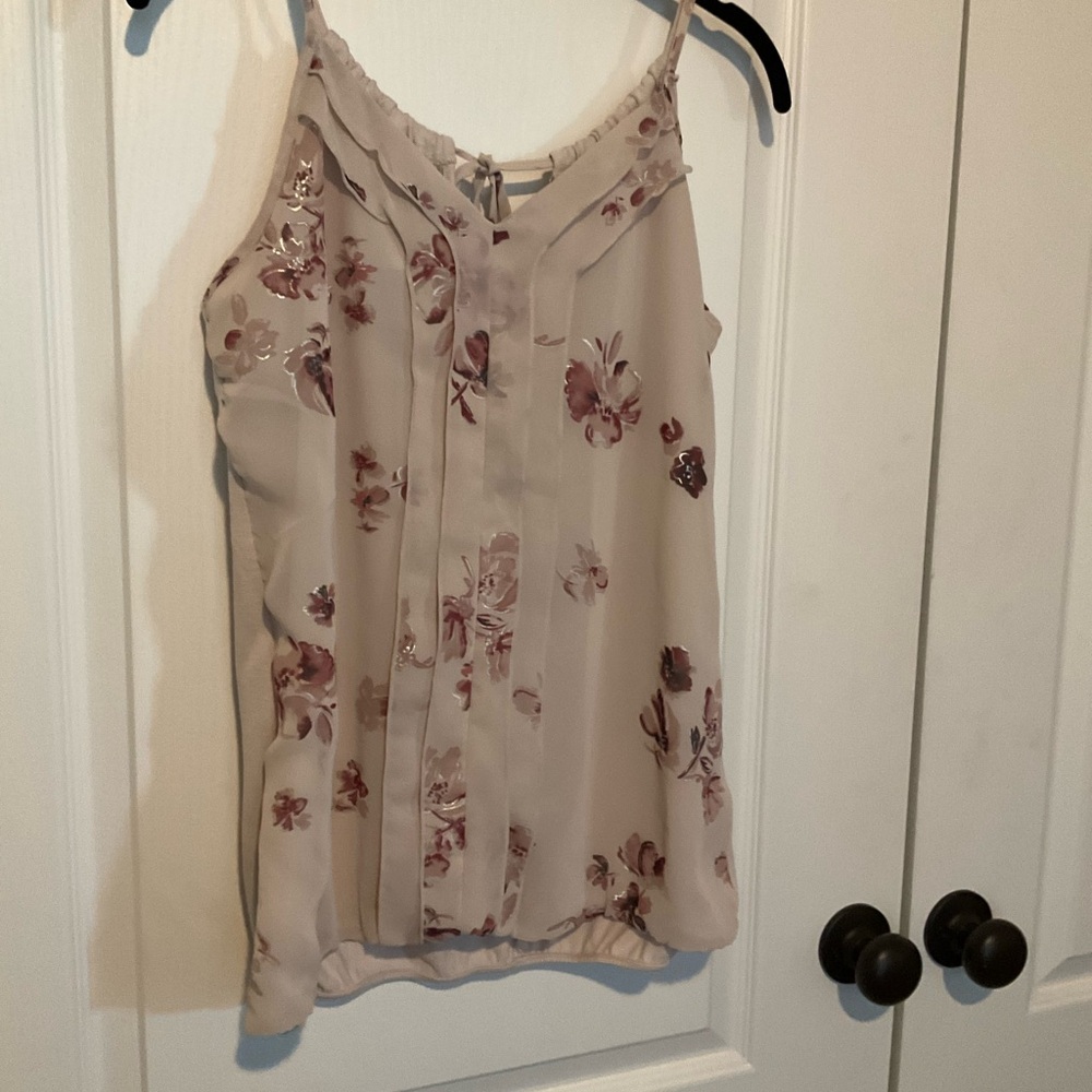 Floral Print Spaghetti Strap Top - Blush Pink